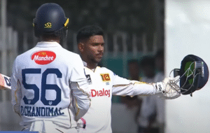 Pthum nishanka Celebrate his 6th test century
